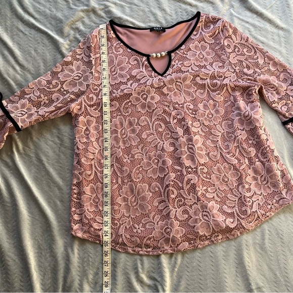 Pink Lace Blouse, Onyx Apparel, Extra Large - Picture 5 of 6